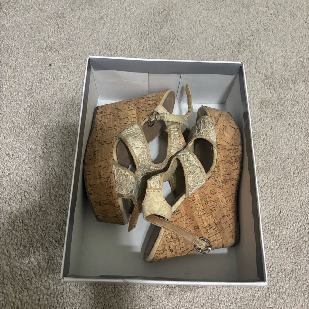 Charlotte Russe Beige Cork Wedges